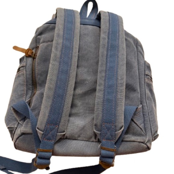 Augur Strauss & Co. Denim Canvas Backpack with Leather Straps – Blue – flawed - Picture 3 of 6
